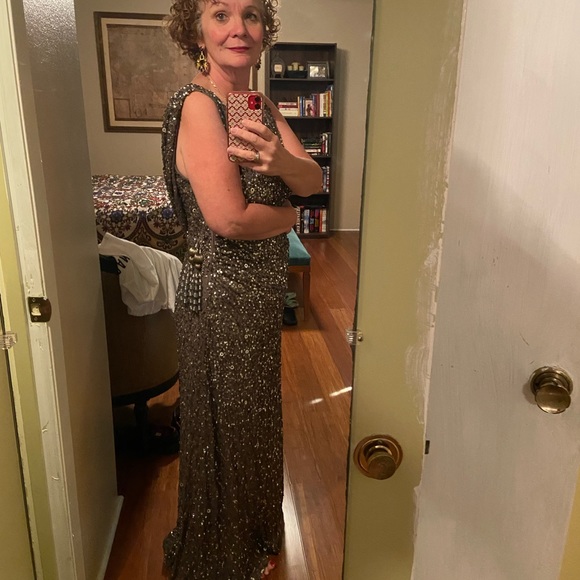 Silver sequined Maxi Dress Sz. 12/14 - Picture 8 of 8